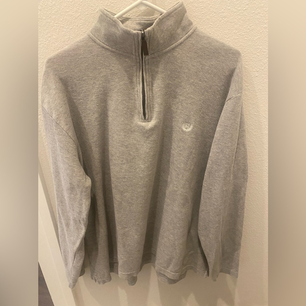 Men’s Chaps classic fit quarter zip grey knit sweater - size x-large